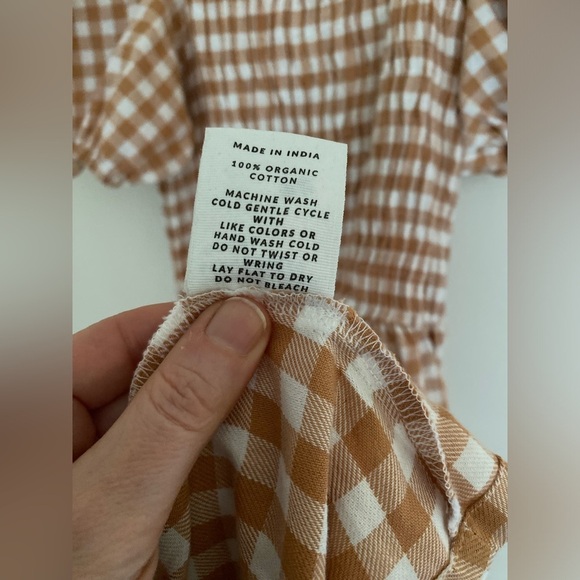 WVN Somerset Checkered Organic Cotton Puff Sleeve Maxi Dress Large Gingham - Picture 7 of 8